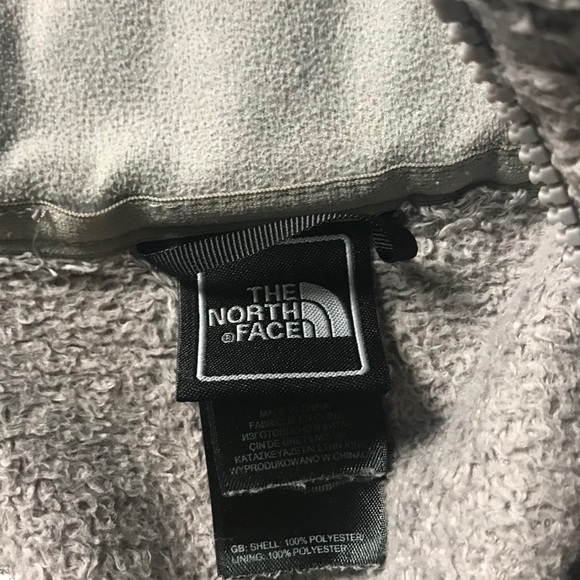 Northface Gray Fuzzy Zip Up Sweatshirt - Sz Small - Picture 6 of 8